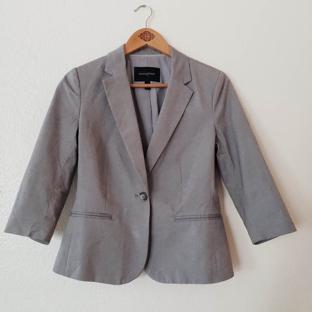 Banana Republic Factory Gray Cotton Blend Blazer